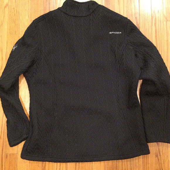 Spyder Major Cable Stryke Black Fleece Lined Knit Full Zip Jacket - Picture 8 of 10